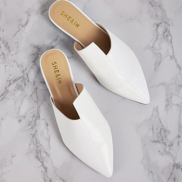 SHEIN Shoes Unique White Point Toe Mules Sz Poshmark